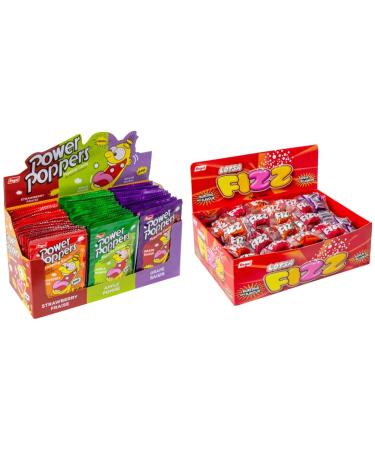 Regal Power Poppers Exploding Candy 5.5 g (Pack of 48) & REGAL Lotsa Fizz Candy Strips 48 Count