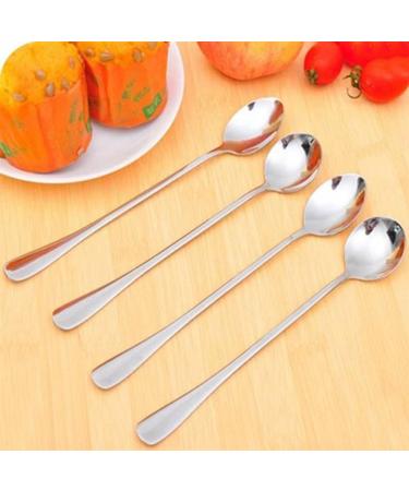 BCDlily Stainless Steel Dinner Spoons Long Handle Tea Coffee Spoons Cutlery Tableware Home Kitchen Dessert Spoon Gift (Silver 1) - Buy Online on GoSupps.com
