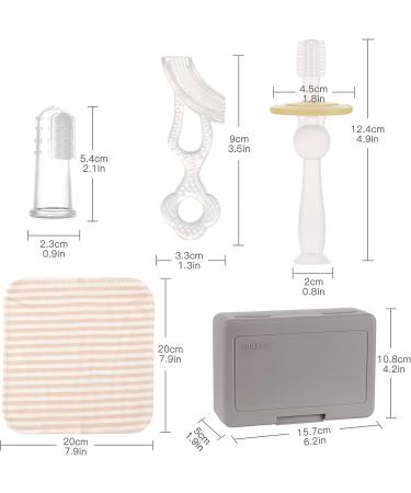 Haakaa Training Toothbrush Set - Soft Silicone Oral Care Kit for Baby, Infants, Toddlers & Kids - Blush - Buy Online on GoSupps.com