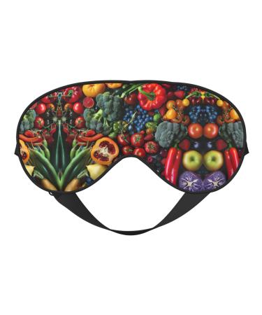 SSIMOO Fresh Fruits and Vegetables Sleep Mask-Adjustable Breathable Fashionable Eye Mask for A Comfortable Sleep Experience Black