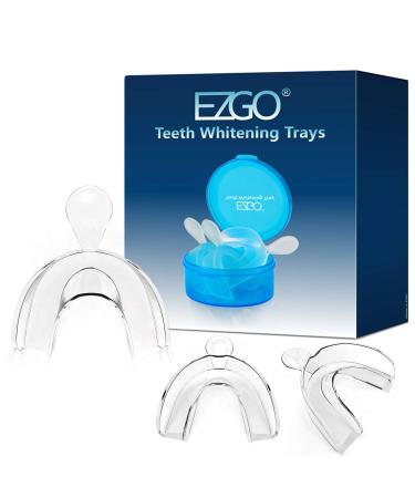 EZGO Teeth Whitening Trays  BPA Free Moldable Mouth Trays  Custom Fit  Comfortable  Trimmable Mouth Guard  Used on Teeth Grinding  Teeth Whitening  and Sports Campaign (3 Trays)