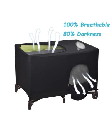 Stretchy Blackout Crib Tent Cover for Pack N Play - Breathable Baby Netting for Portable Playard (Black) - Buy Online on GoSupps.com