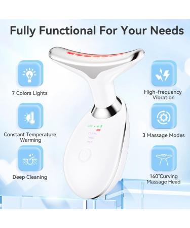 Neck Face Massager 7- IN -1 Multifunctional Facial Massager Face Sculpting Tool for Skin Care at-Home Face Tool with Vibration and Thermal (White) - Buy Online on GoSupps.com