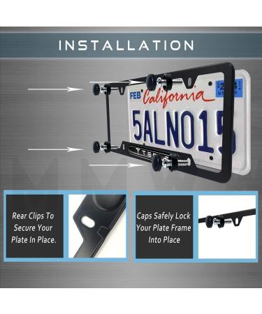 Tesla License Plate Frame 2pcs Matte Aluminum Alloy with Logo Cover Set for Model 3/X/S/Y - Buy Online on GoSupps.com