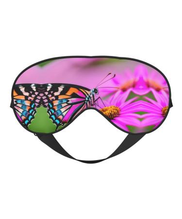 Floral with Butterfly Print Double-Sided Eye Mask Soft and Light Blocking for Enhancing Sleep Quality
