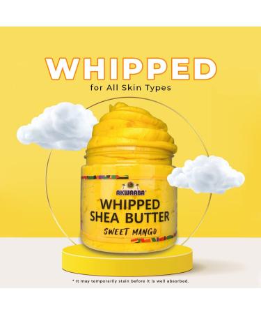 AKWAABA Whipped Shea Butter 12oz - Body & Hair Moisturizer with Raw Shea Butter from Ghana - Enriched with Vitamins A and E - Sweet Mango Scent - Buy Online on GoSupps.com