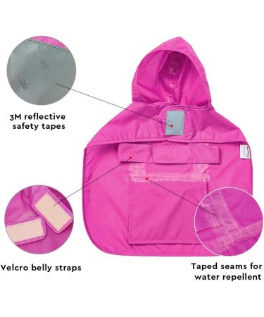 Blueberry Pet Lightweight Packable Dog Rain Poncho 16 inch - Cerise Pink with Reflective Safety Tapes - Buy Online on GoSupps.com
