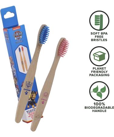 PAW Patrol Bamboo Children's Toothbrush Set - 2 Pack Gentle on Gums 100% BPA-Free Eco-Friendly Manual Toothbrush - Buy Online on GoSupps.com
