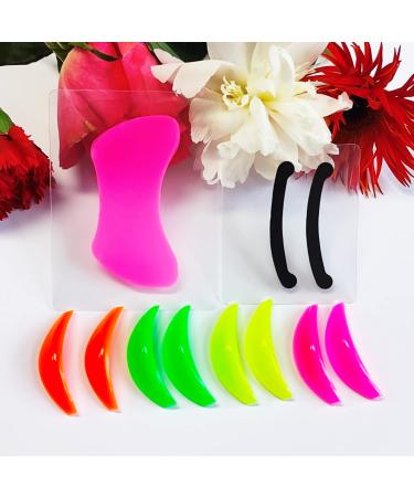PERMANIA Lash Lift Rods Rainbow Soft Silicone Pads L Curls for Eyelash Perm Kit 3 in 1 with Eyelash Lifting Ribbon & Reusable Eye Patches for Different Eye Shapes