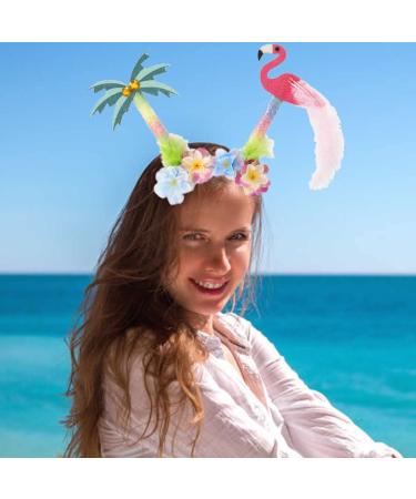 HAKJXOS Flower Headband for Women - Luxury Coconut Tree Flamingos Hair Accessory for Summer Beach Parties (1 Pc) - Buy Online on GoSupps.com