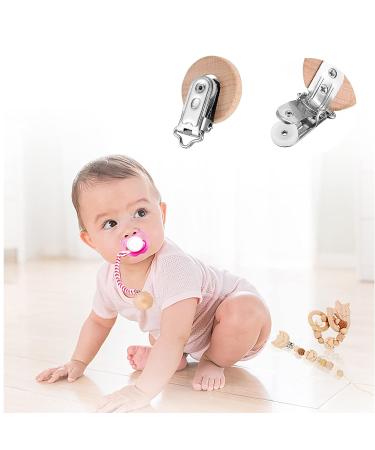 24-Piece Natural Beech Wood Pacifier Clips Teething Toy DIY Holder Accessories - Buy Online on GoSupps.com