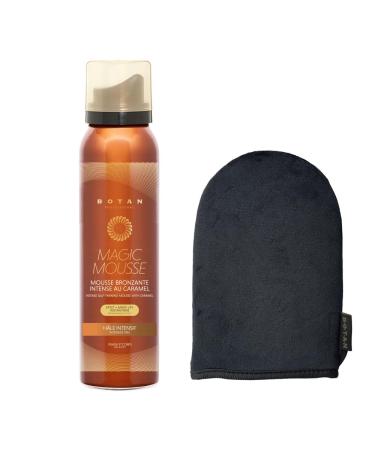 BOTAN Cosmetics Caramel bronze foam tanned medium complexion with natural filling plantbased DHA vegan caramel foam + applicator glove Caramel foam + applicator glove