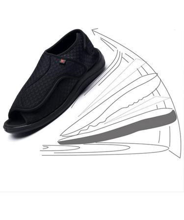 KXSM Men's Adjustable Diabetic Slipper Shoes | Extra Wide & Comfy Orthopedic Footwear for Diabetic & Surgery Recovery | Open Toe Breathable Design | 41 Black - Buy Online on GoSupps.com