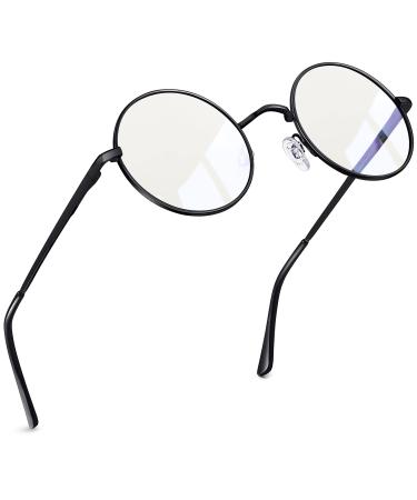Joopin Round Blue Light Blocking Glasses for Women Men Clear Lens Anti Eye Strain UV Glare Glasses for Computer Gaming TV 07 Round Black Frame Anti Blue Light Lens Clear
