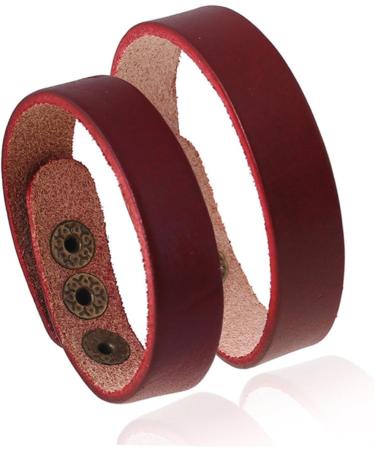 ABOOFAN 8 Pcs Couples Bracelets Bond Bracelets for Couples Leather Bracelets Cuff Wrap Bracelet Leather Snap Bracelet Leather Bangle Wrist Chain Unisex Bracelet Button Light Board Jewelry Dark Red 1.5X21.5CM - Buy Online on GoSupps.com