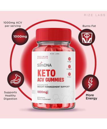 2 Pack SlimDNA Keto ACV Gummies for Advanced Weight Loss - Apple Cider Vinegar Shark Tank Supplement - Belly Fat Extra Strength Gomitas (120 Gummies) - Buy Online on GoSupps.com