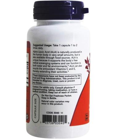 Now Foods Alpha Lipoic Acid 100mg - 60 Vcaps | Premium Antioxidant Supplement for Optimal Health | International Shipping Available - Buy Online on GoSupps.com