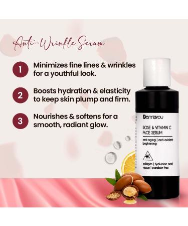 Anti-wrinkle Face Serum with Rose Water & Vitamin C | Postpones Fine Lines & Wrinkles | Moisturizes & Nourishes Keeping Skin Youthful & Plump | Vegan Paraben Free Alcohol-Free | 1.33 oz - Buy Online on GoSupps.com