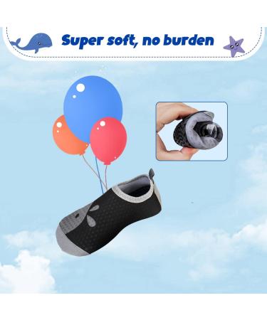 Kids' Non-Slip Aqua Socks - Whale Black Gray - 4/4.5 UK Child - Quick Dry Water Shoes for Beach, Pool, Surfing, Yoga - Buy Online on GoSupps.com