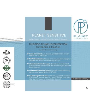 Planet Sensitive Non-Alcoholic Disinfectant - 6x1L Spray for Hands Skin & Areas | Halal & Kosher | Effective Against Bacteria Viruses & Mold - Buy Online on GoSupps.com