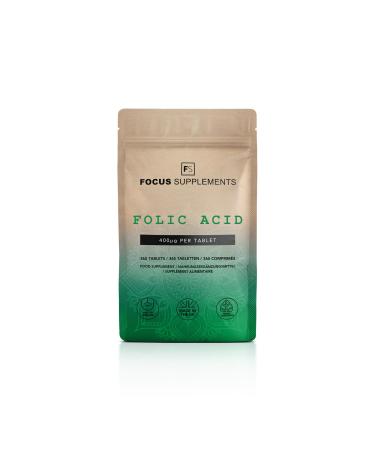 FS Folic Acid | 365 High Content Folic Acid Tablets - 400mcg Folic Acid Per Serving | Vitamin B9 Folic Acid | Non-GMO Non-GMO Gluten Free Allergen Free | Made in the UK