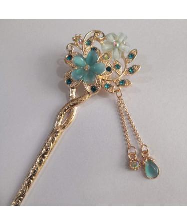 FRCOLOR Chinese Hair Stick Rhinestone Hair Chopsticks Flower Hair Clip Vintage Tassel Hair Pin Hair Making Accessories for Women (Blue) - Buy Online on GoSupps.com