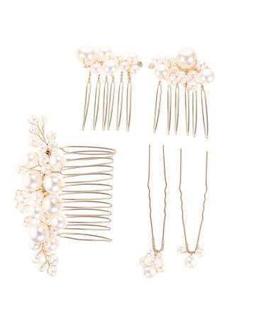 DOITOOL 1 Set Piece Baroque Decor Vintage Hair Clips Pearl Hair Clips Wedding Headpiece Bride Hair Comb Girls Barrettes for Hair Wedding Hairpin Big Pearl Accessories Metal Miss