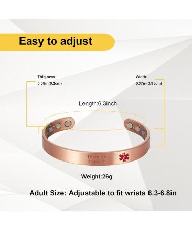 Shop Copper Magnetic Bracelet for Women | 99% Pure Adjustable Jewelry for Diabetes Type 2 - Buy Online on GoSupps.com