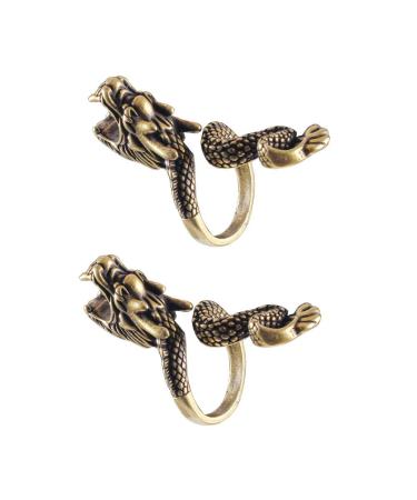 Mingchen 2 Pieces Metal Gold Dragon Ring Holder Ring Finger Holder Ring Lady Holder Ring Blunt Joint Holder Stylish Clips Holder for Women Men Gentleman