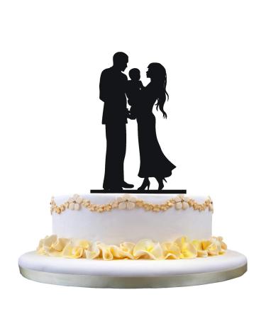 zhongfei Wedding Cake Topper Silhouette Bride &Groom with a baby