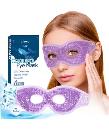 Cooling Eye Mask Reusable Gel Eye Mask for Sleeping Cold Warm Eye Compress Ice Pack with Plush Backing for Dry Eye Puffy Eyes Headache Migraine Stress Relief Dark Circles Allergies - Purple