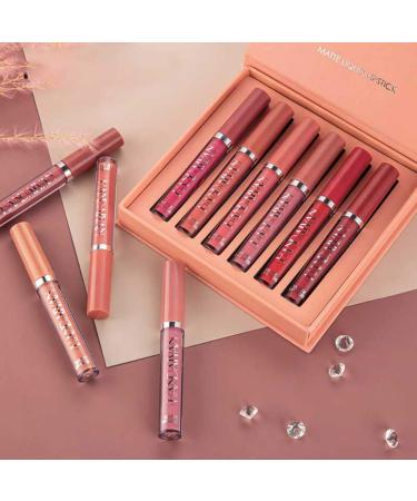 6 Colors Matte Lipstick Set for Women | Long-Lasting & Waterproof Lip Gloss | Non-Stick Cup | Lip Makeup Gift Set - Color A - Buy Online on GoSupps.com