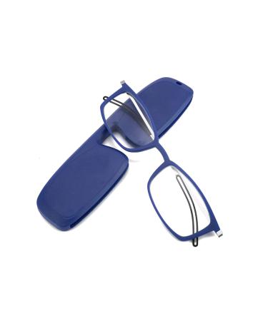 WANWAN Slim TR90 Frame Reading Glasses for Men Women Anti-blue Light Reader with Mini Ultra-Compact Case Blue 2.5 x