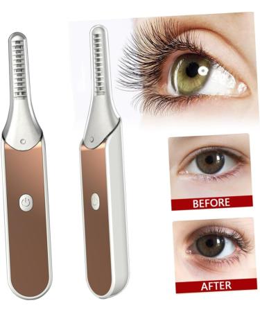 POPETPOP Golden Eyelash Curler Set - 3pcs Heated Lash Curling Tool for Perfect Eyelashes | Mini Eyelash Brush Included - Buy Online on GoSupps.com