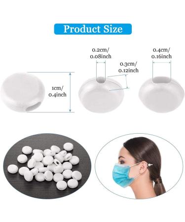100 Pcs White Silicone Cord Locks for Masks - Adjustable Elastic Stopper for Drawstrings - Non-Slip Buckle for Adults and Kids - Buy Online on GoSupps.com
