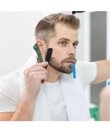 Premium Foldable Straight Edge Razor Holder | Stainless Steel & Wood Beard Knife for Barbers - Green - Buy Online on GoSupps.com