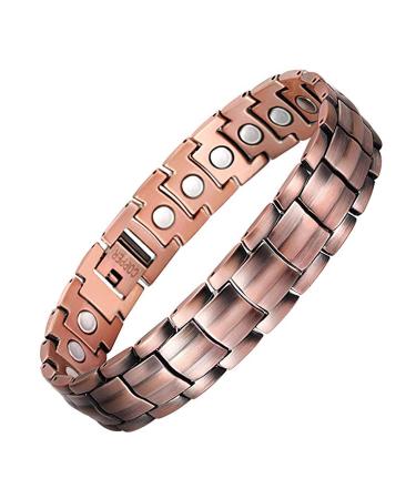 Jeracol Magnetic Bracelet for Men Solid Copper Magnetic Bracelets with Strong Magnets Wristband Adjustable Magnetic Brazaletes with Remove Tool & Jewellry Gift Box A-copper