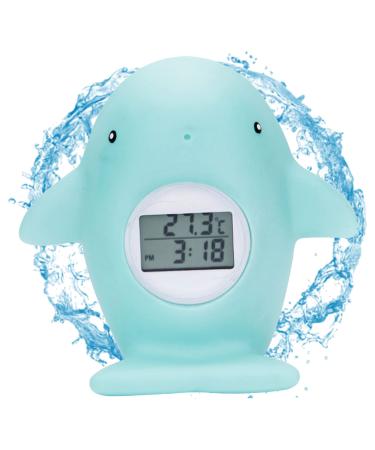 Baby Bath Tub Thermometer for Newborn Athtub Water Thermometer with Room Temperature Floating Bathing Toy Gift for Kids Newborn Mother with Flashing Temperature Warning - Whale