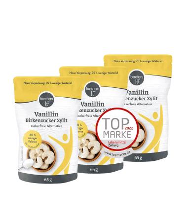 3 x borchers Vanillin Birch Sugar | Sugar-free alternative to vanilla sugar | Fewer calories | 65 g