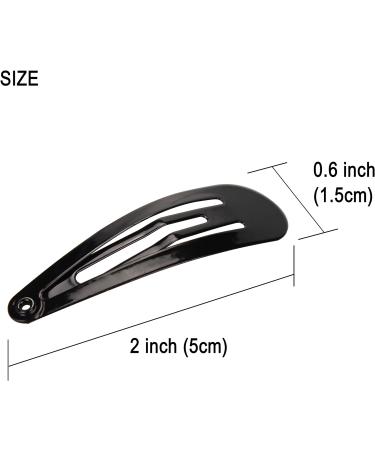 Beayuer 50 Pack Snap Hair Clips 2 Inch Metal Hair Accessories Barrettes for Girls Women Hair Styling (50 Pcs Black) 1 count (Pack of 50) Black - Buy Online on GoSupps.com