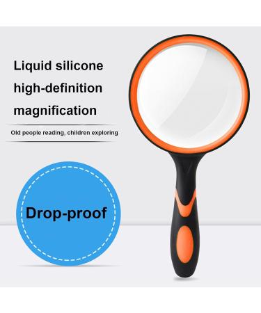 Reading Magnifying Glass | Anti-Slip Handle Magnifying Glasses for Work | Magnifying Glass for Kids Kids Magnifying Glass High-Definition for Elderly Reading Orange1 - Buy Online on GoSupps.com