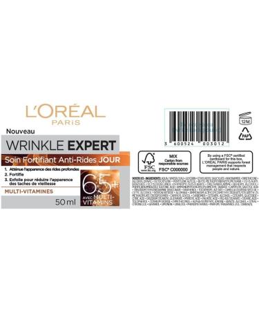 L'Oreal Paris Anti-Aging Face Cream 65+ Day & Night Skincare Wrinkle Expert With Multi-Vitamins to Reduce the Look of Deep Wrinkles 50mL 65+ Day Cream - 50mL - Buy Online on GoSupps.com