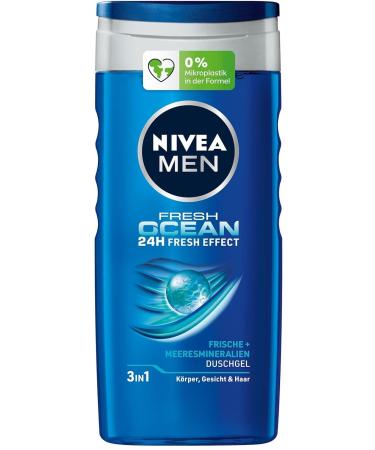 NIVEA NIVEA Men Pack of 6 shower gels with marine minerals for body face and hair - Fresh Ocean - 250 ml