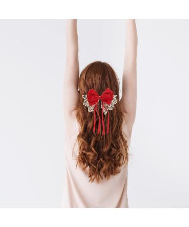 Beaupretty Large Bow Hair Clip Lace Bow Hair Clip Decorative Hair Clip Huge Bow Barrette Hair Bows for Women Red - Buy Online on GoSupps.com