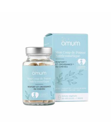 OMUM - Mon Coup de Pousse Hair Growth & Strengthening Supplement - 60 Capsules 1 Month - Nettle, Arugula, Bamboo, Biotin, Zinc - Natural, Made in France, Vegan, Breastfeeding Compatible