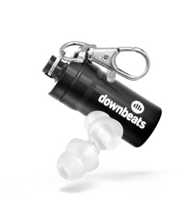 DownBeats Reusable High Fidelity Hearing Protection: Ear Plugs for Concerts, Music, and Musicians (Clear Ear Plugs, Black Case) Small (Pack of 1) Clear Ear Plugs, Black Case