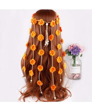 Boho Sunflower Headband with Tassel Beads - Women's Floral Hair Accessory - Buy Online on GoSupps.com