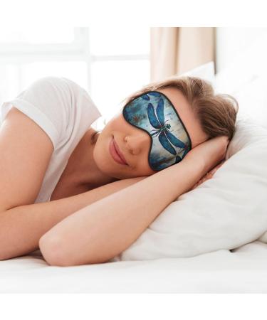 Art Blue Dragonfly Print Unisex Sleep Eye Mask - Soft Comfort Eye Shade for Travel Yoga & Shift Work - Black - Buy Online on GoSupps.com