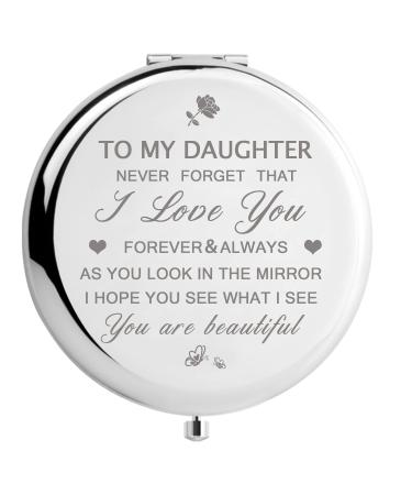 Peayale Gifts for Women Who Have Everything Personalized Compact Mirror (Love My Daughter)