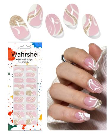 Wahrshei Pack of 22 UV-free gel nail films - Pink - Stickers - UV-free - For DIY at home